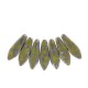 Czech Glass Daggers beads 5x16mm Opaque green picasso